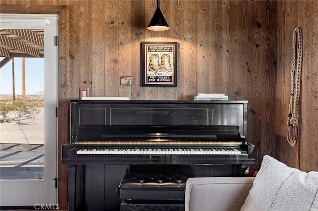room details featuring wood walls