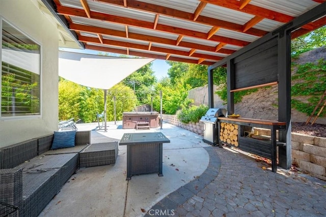 1050 Sleepy Hollow Rd, Paso Robles, CA 93446 - view of patio / terrace featuring an outdoor kitchen, an outdoor hangout area, and a grill