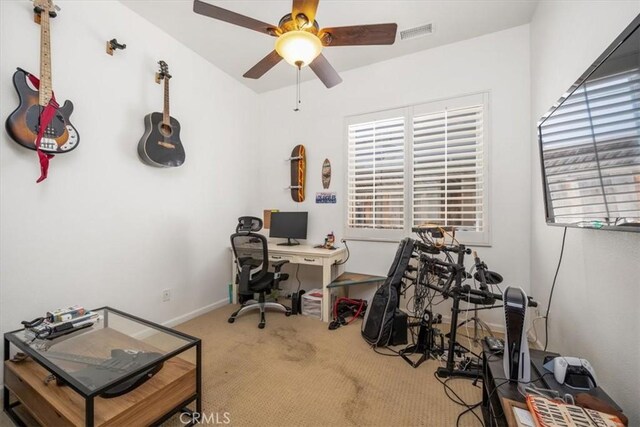 1050 Sleepy Hollow Rd, Paso Robles, CA 93446 - carpeted office space featuring a ceiling fan, plenty of natural light, and baseboards