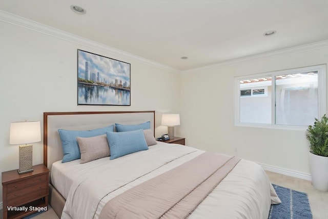 1719 Willowhaven Rd, Encinitas, CA 92024 - bedroom featuring baseboards, ornamental molding, and recessed lighting