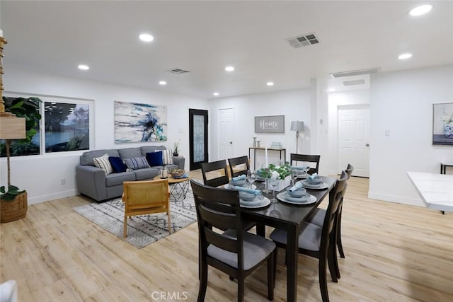 1402 E Luray St, Long Beach, CA 90807 - dining area with recessed lighting, baseboards, light wood-type flooring, and visible vents