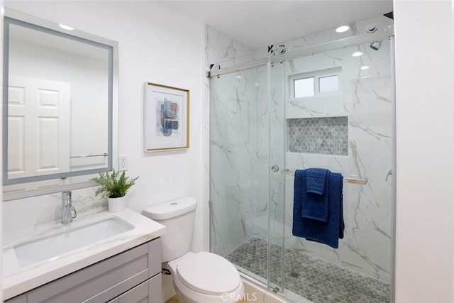 1402 E Luray St, Long Beach, CA 90807 - full bath featuring a marble finish shower, vanity, and toilet