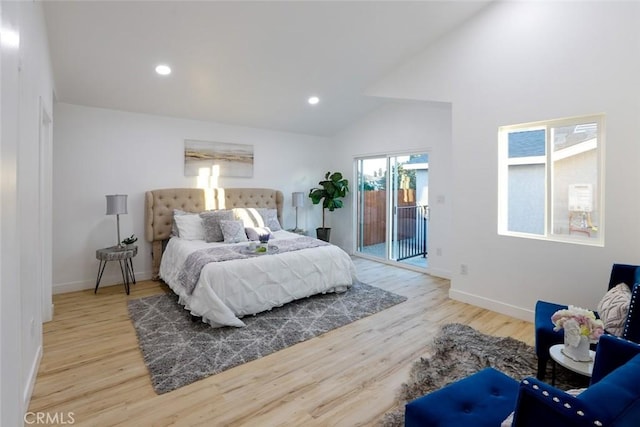 1402 E Luray St, Long Beach, CA 90807 - bedroom featuring access to outside, baseboards, recessed lighting, and wood finished floors