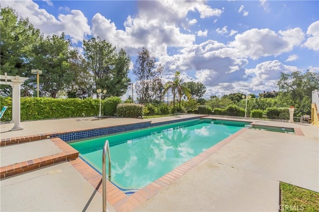 pool with a patio