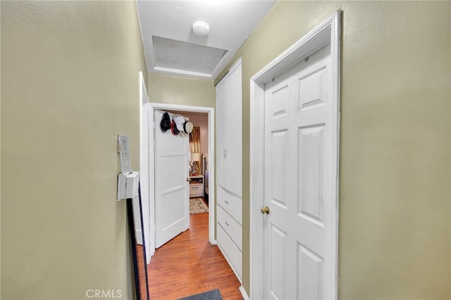 9706 Nan St, Pico Rivera, CA 90660 - hall with wood finished floors and attic access