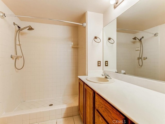 6405 Fiddleneck Ln, Avila Beach, CA 93424 - full bath featuring a tile shower, vanity, and tile patterned flooring