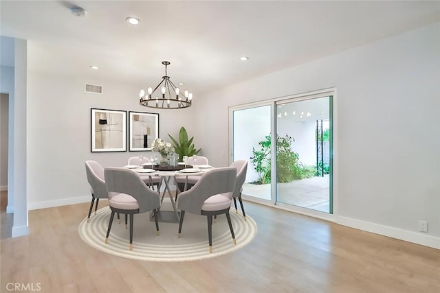 8 W Janss Rd, Thousand Oaks, CA 91360 - dining space featuring light wood-style floors, a chandelier, baseboards, and recessed lighting