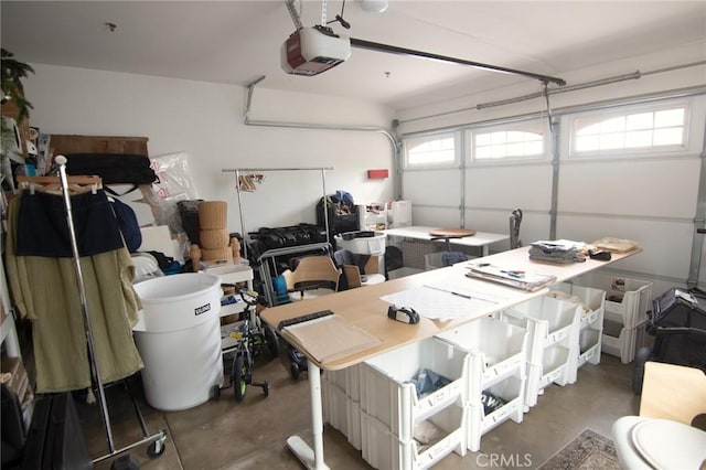 garage with a garage door opener