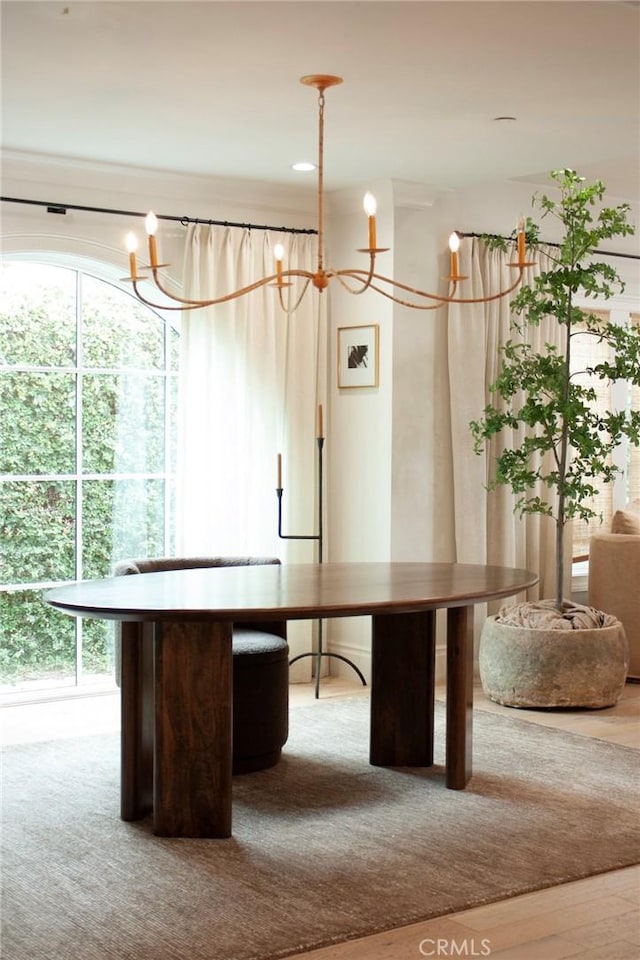 unfurnished office with a chandelier