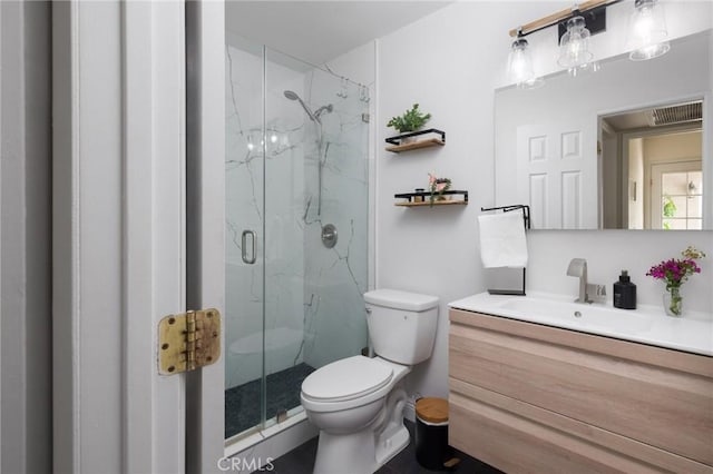 11080 Kayjay St, Riverside, CA 92503 - full bathroom with toilet, a marble finish shower, and vanity