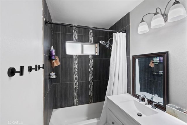 2113 Herrington Ave, San Bernardino, CA 92411 - bathroom with vanity and shower / bathtub combination with curtain