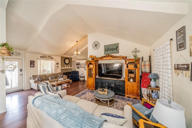 7120 Lyons Ave, Hesperia, CA 92345 - living area with vaulted ceiling and wood finished floors