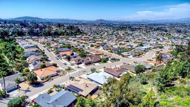 birds eye view of property featuring a residential view and a mountain view