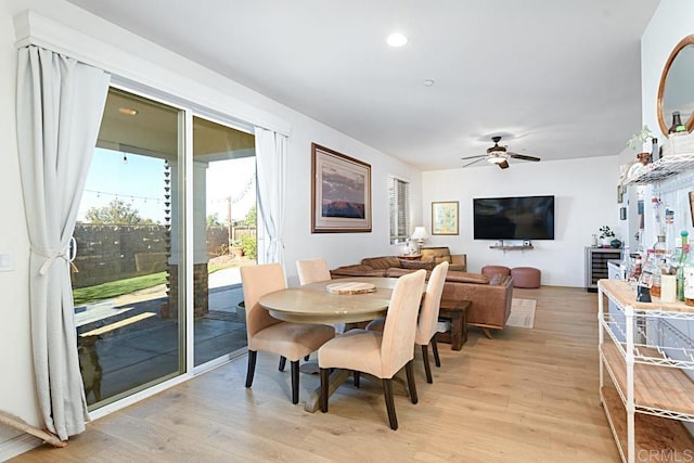 3524 Lone Pine Ln, San Marcos, CA 92078 - dining space with recessed lighting, ceiling fan, a wealth of natural light, and light wood-style flooring
