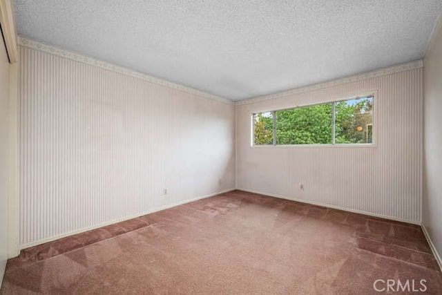 carpeted empty room featuring baseboards and a textured ceiling
