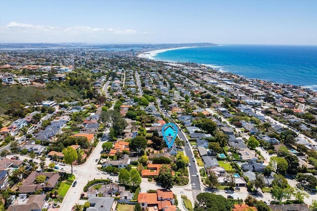 bird's eye view with a residential view and a water view