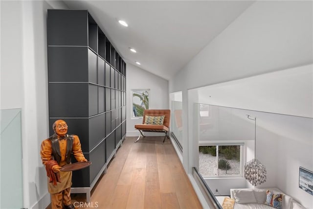 303 Calle Paisano, San Clemente, CA 92673 - corridor with light wood-style flooring, recessed lighting, and vaulted ceiling