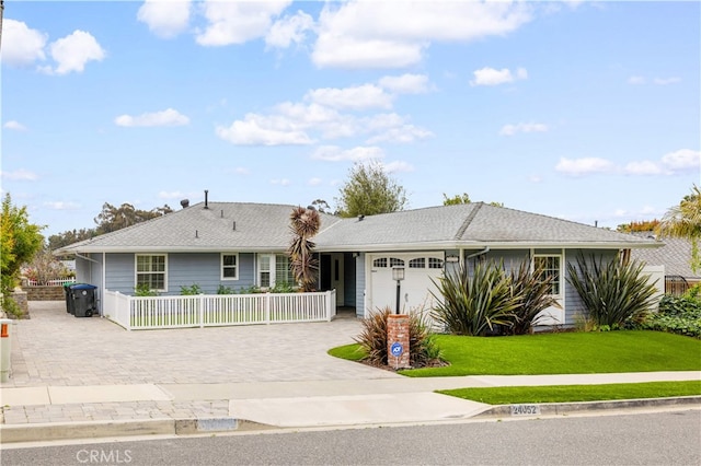 24052 Estacia Ave, Laguna Niguel, CA 92677 - ranch-style home with a garage, fence private yard, driveway, and a front lawn
