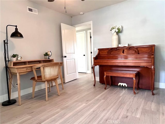 24052 Estacia Ave, Laguna Niguel, CA 92677 - sitting room with visible vents, a ceiling fan, baseboards, and wood finished floors