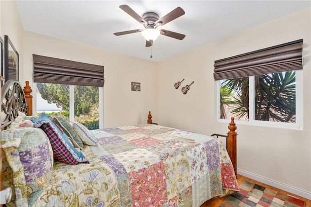 1316 Via Ln, Ranchita, San Marcos, CA 92069 - bedroom featuring baseboards, ceiling fan, and wood finished floors