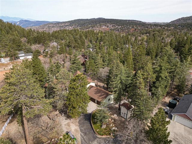 32424 Snowshoe Ln, Running Springs, CA 92382 - bird's eye view with a mountain view and a wooded view