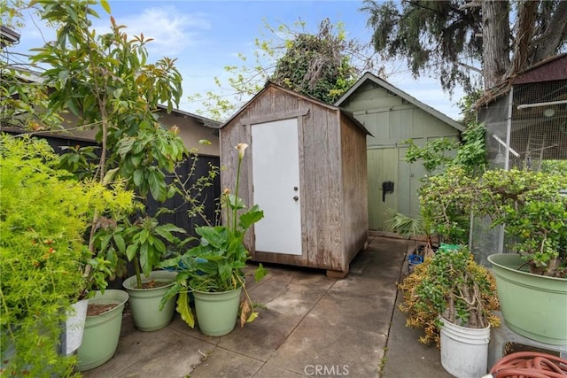 view of shed