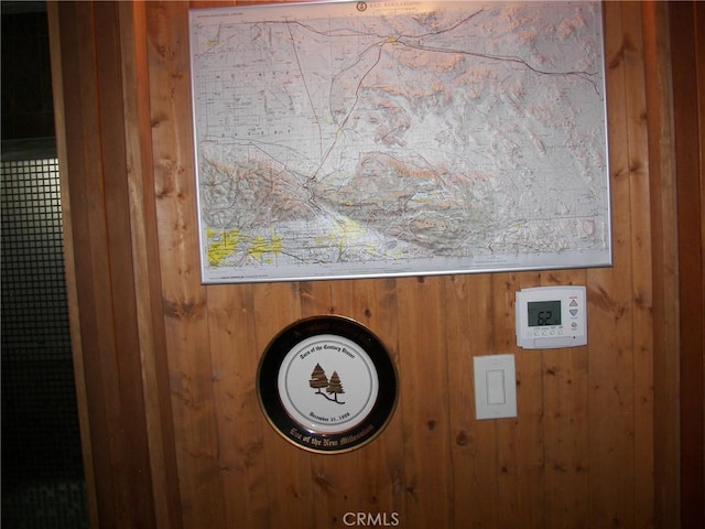 room details featuring wood walls