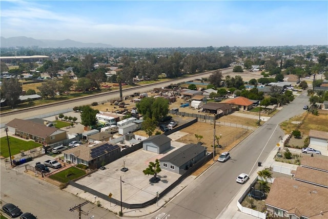 aerial view featuring a residential view and a mountain view