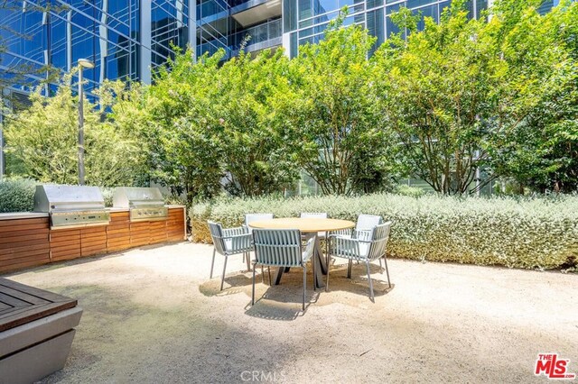 view of patio with outdoor dining space and area for grilling
