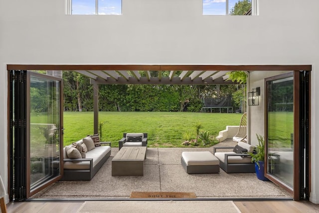 17182 Camino Acampo, Rancho Santa Fe, CA 92067 - view of patio / terrace featuring an outdoor hangout area and a trampoline