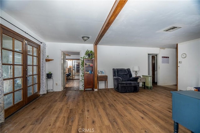 9810 Sharon Ave, Riverside, CA 92503 - sitting room with wood finished floors and french doors