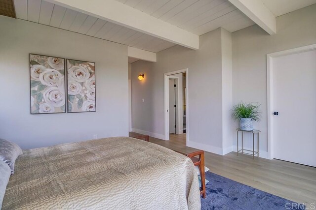 936 Bangor St, San Diego, CA 92106 - bedroom with beamed ceiling, wood finished floors, and baseboards