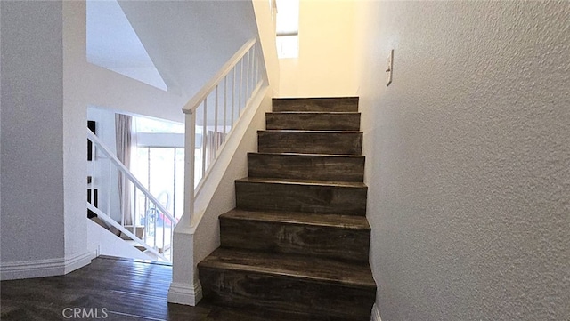 1921 Glenoaks Blvd Unit 196, San Fernando, CA 91340 - stairs featuring a textured wall and wood finished floors
