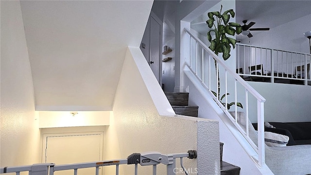 1921 Glenoaks Blvd Unit 196, San Fernando, CA 91340 - staircase featuring ceiling fan