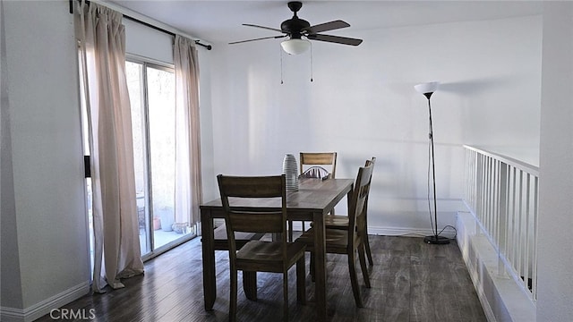 1921 Glenoaks Blvd Unit 196, San Fernando, CA 91340 - dining space with a ceiling fan, baseboards, and wood finished floors