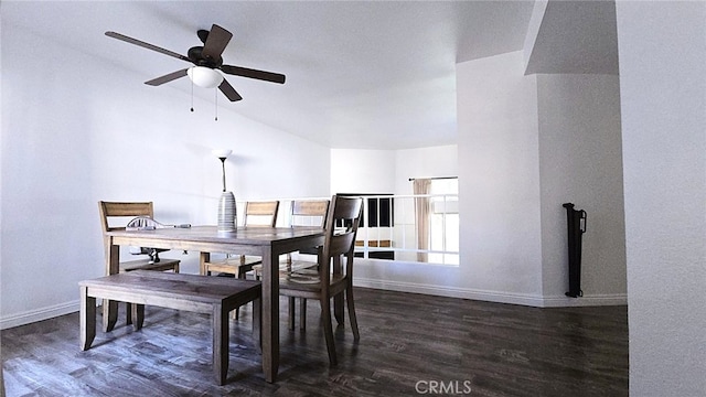 1921 Glenoaks Blvd Unit 196, San Fernando, CA 91340 - dining space with vaulted ceiling, wood finished floors, and baseboards