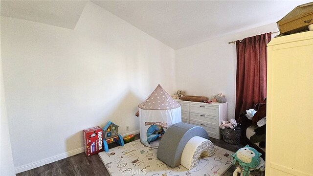 1921 Glenoaks Blvd Unit 196, San Fernando, CA 91340 - rec room with lofted ceiling, baseboards, and dark wood-style floors