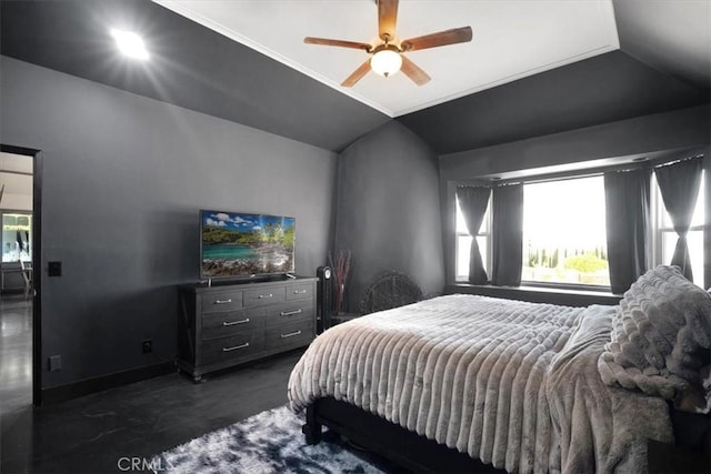 13784 Choco Rd, Apple Valley, CA 92307 - bedroom with ceiling fan and vaulted ceiling