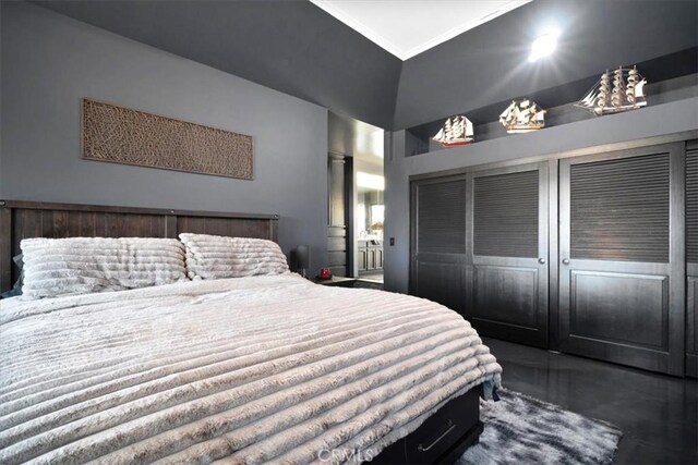 13784 Choco Rd, Apple Valley, CA 92307 - bedroom featuring vaulted ceiling and ornamental molding