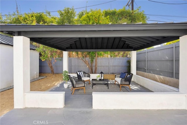 335 N Harvard Blvd, Los Angeles, CA 90004 - fenced backyard with an outdoor hangout area, a gazebo, and a patio area