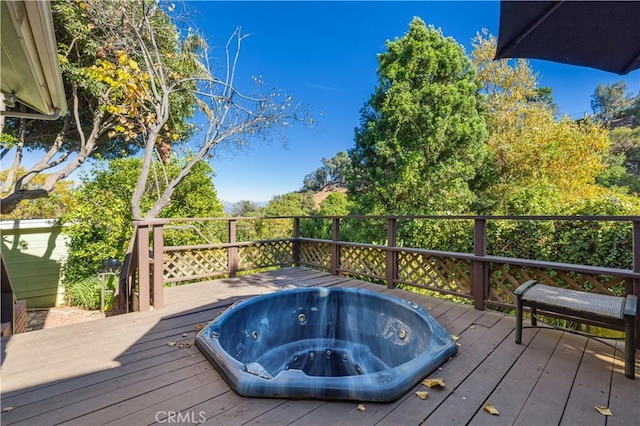 wooden terrace with hot tub deck surround
