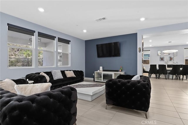19183 Bension Dr, Saugus, CA 91350 - living area with light tile patterned floors and recessed lighting