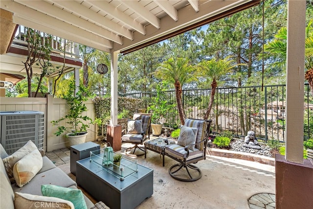 27 Birdie Ln, Coto De Caza, CA 92679 - view of patio with central AC, an outdoor living space, and a fenced backyard