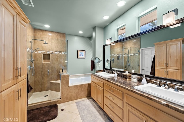 27 Birdie Ln, Coto De Caza, CA 92679 - bathroom with a sink, a shower stall, a garden tub, and visible vents