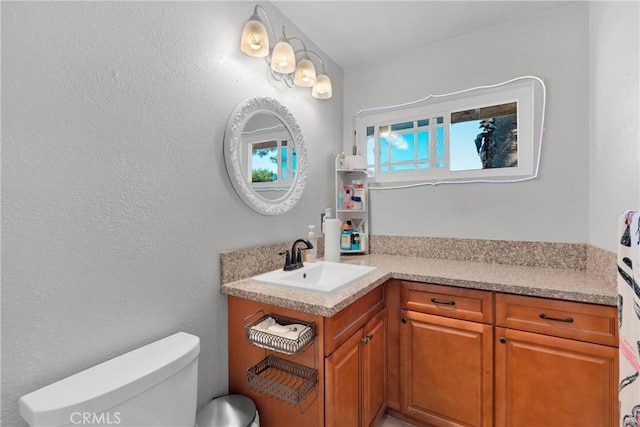 bathroom with toilet and vanity