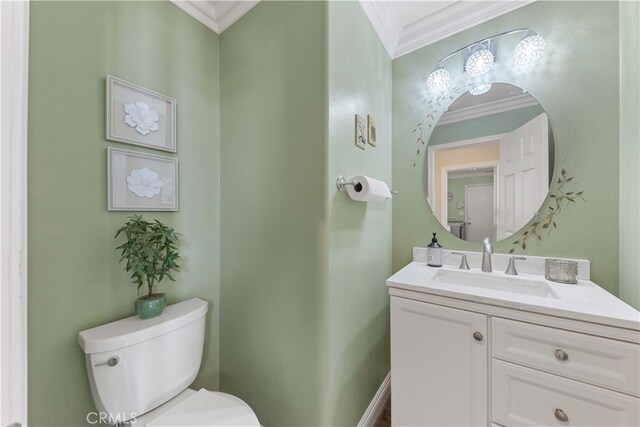 31768 Bottle Brush St, Winchester, CA 92596 - bathroom featuring toilet, ornamental molding, and vanity