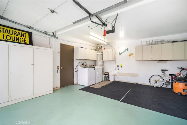 60 La Ronda Dr, Rancho Mirage, CA 92270 - garage featuring gas water heater, a garage door opener, and washing machine and dryer