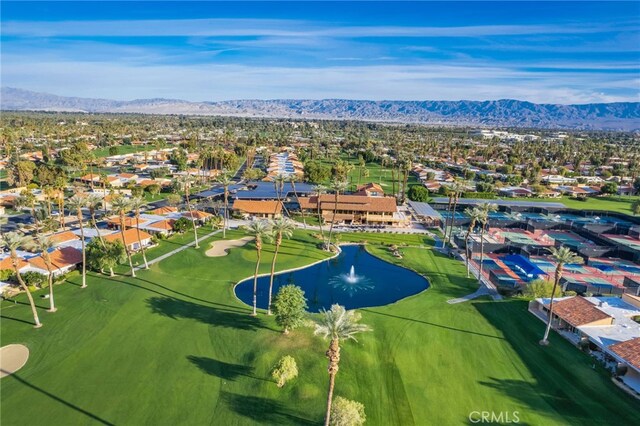 60 La Ronda Dr, Rancho Mirage, CA 92270 - drone / aerial view with a water and mountain view, golf course view, and a residential view
