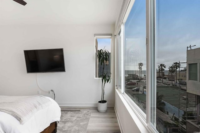 bedroom featuring baseboards and wood finished floors
