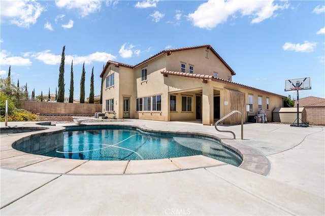 44557 Howell Mountain St, Temecula, CA 92592 - view of swimming pool with a patio, a diving board, fence, and a fenced in pool